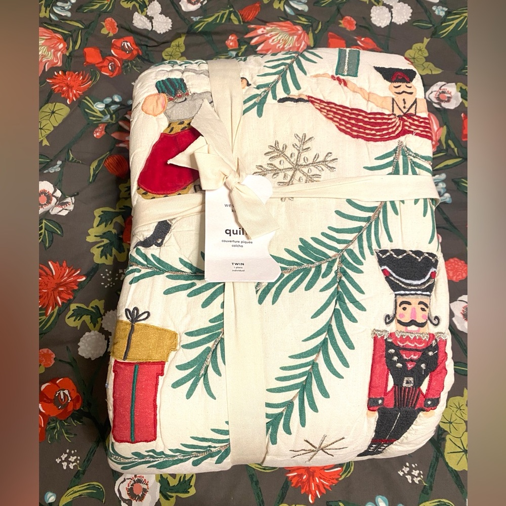 West Elm Nutcracker Embroidered Quilt and Sham